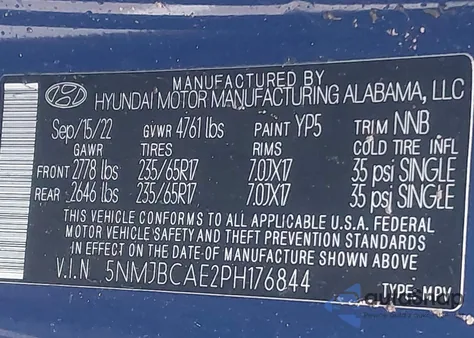 2023 Hyundai Tucson Sel from USA, damaged, VIN 5NMJBCAE2PH176844